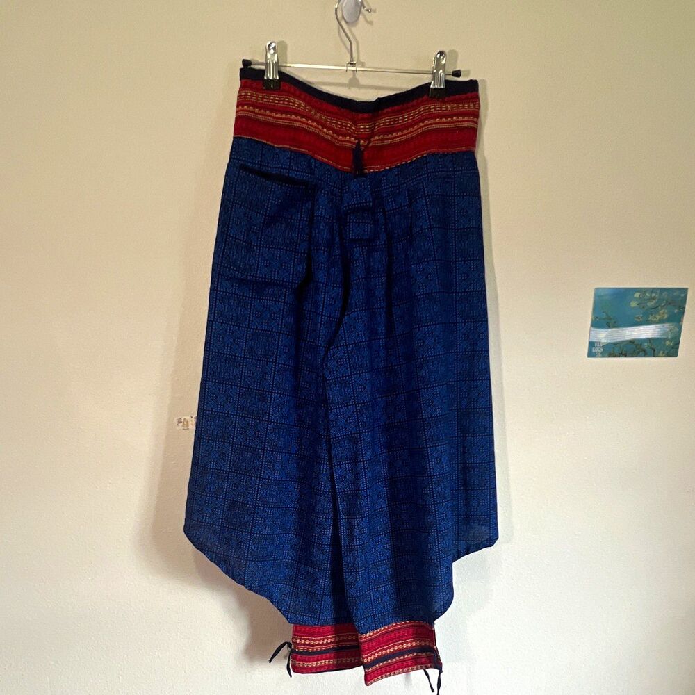Women’s Thai Harem Geometric Cropped Pants Drawstring Elastic Waist Pockets
